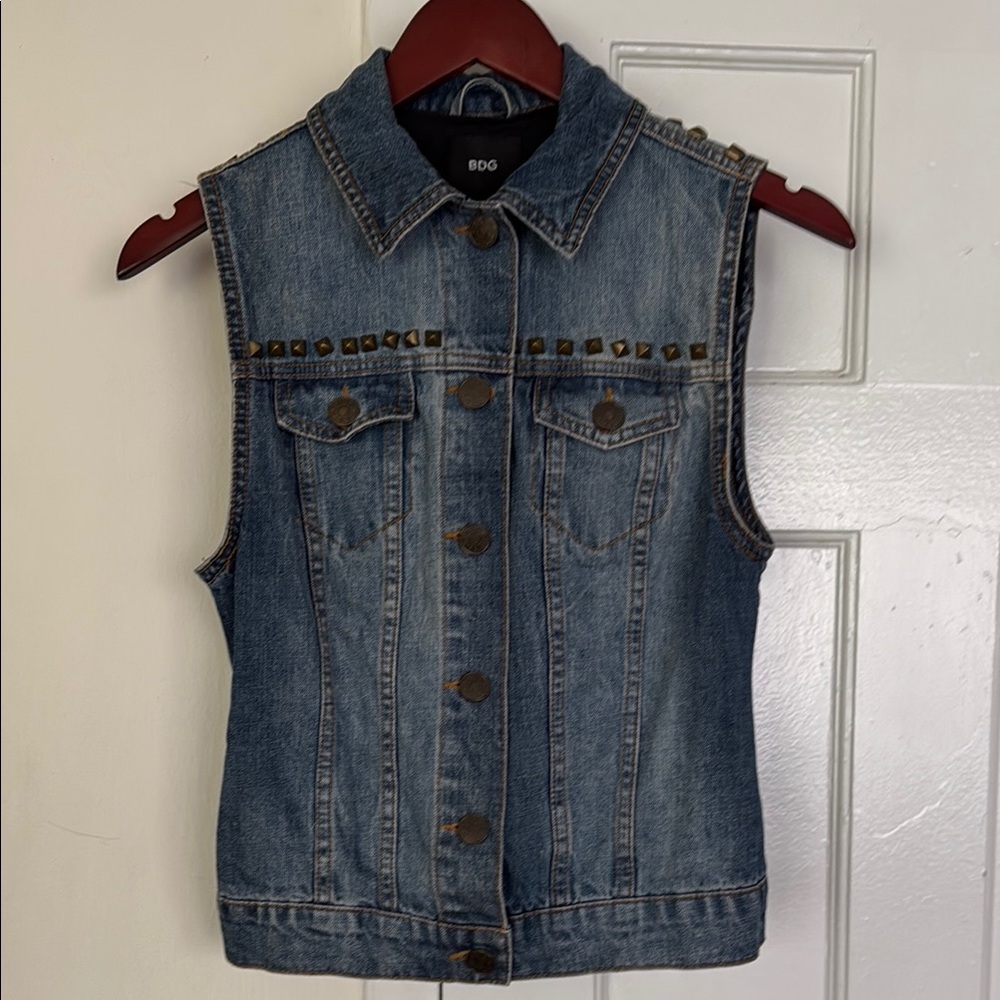 BDG Blue Denim Vest with Studs